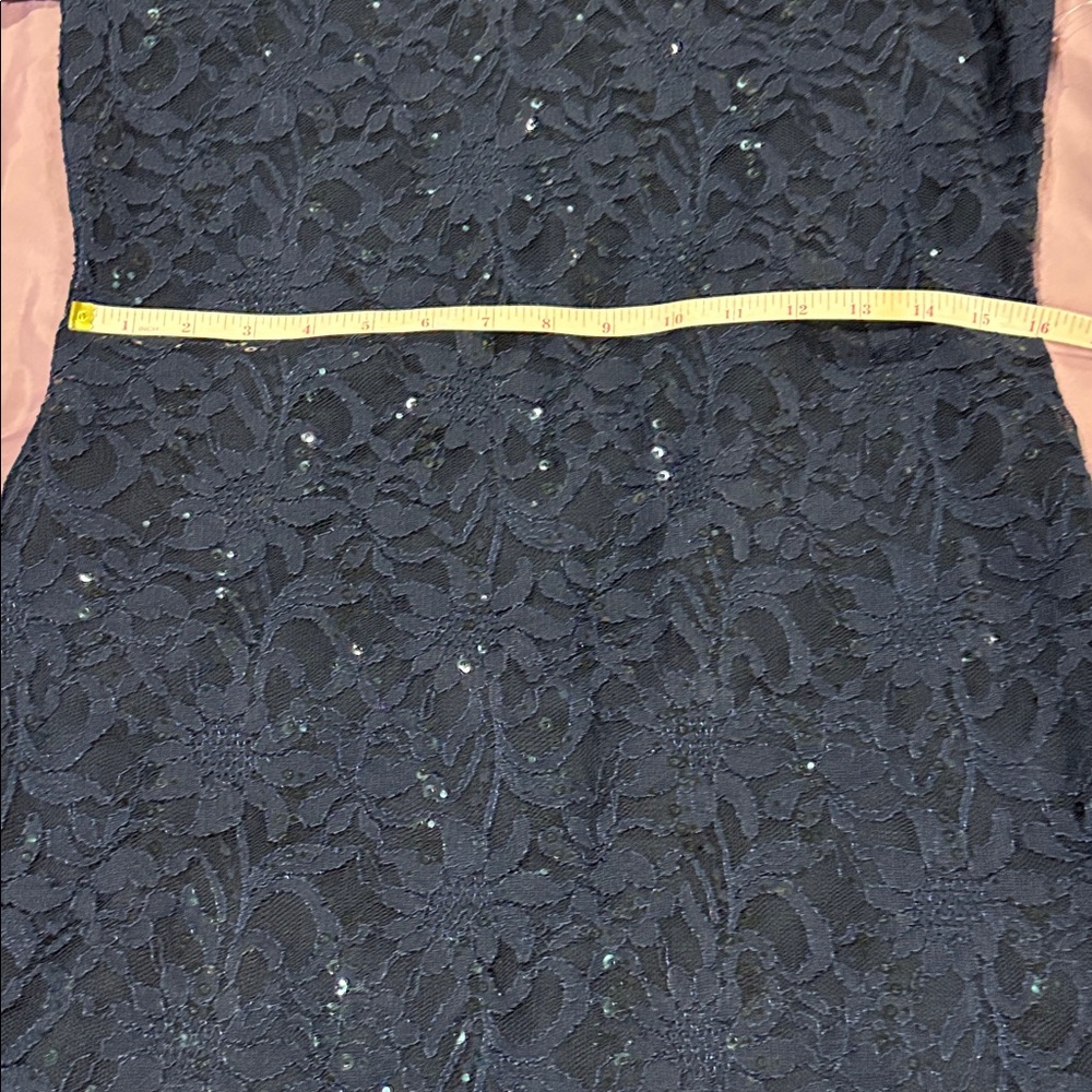 MARINA NWT Elegant Navy Long Sleeve Lace Dress - Picture 6 of 11